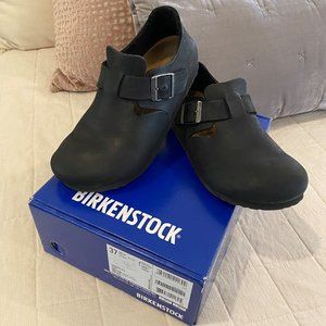 Birkenstock London Oiled Leather Clog Shoe Black EUR Size 37 N